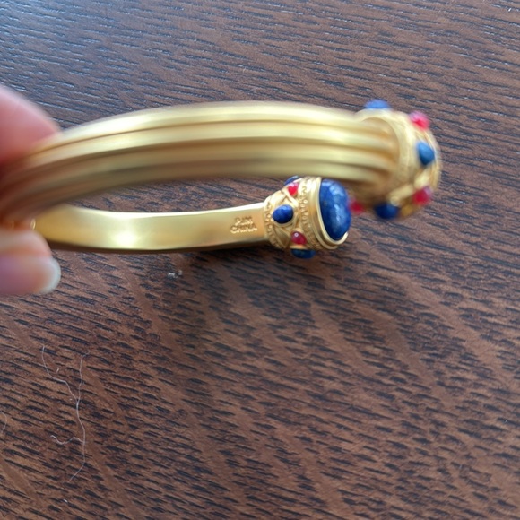 PJM China Gold Tone Greek Key Lapis Ruby Bracelet - Picture 4 of 8